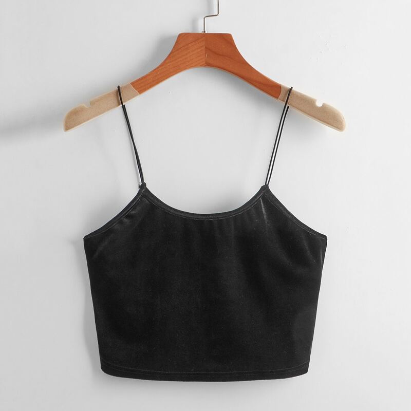 

Solid Velvet Cami Top, Black