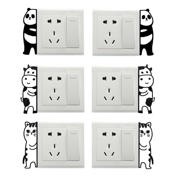 

6pcs Cartoon Graphic Light Switch Sticker, Black