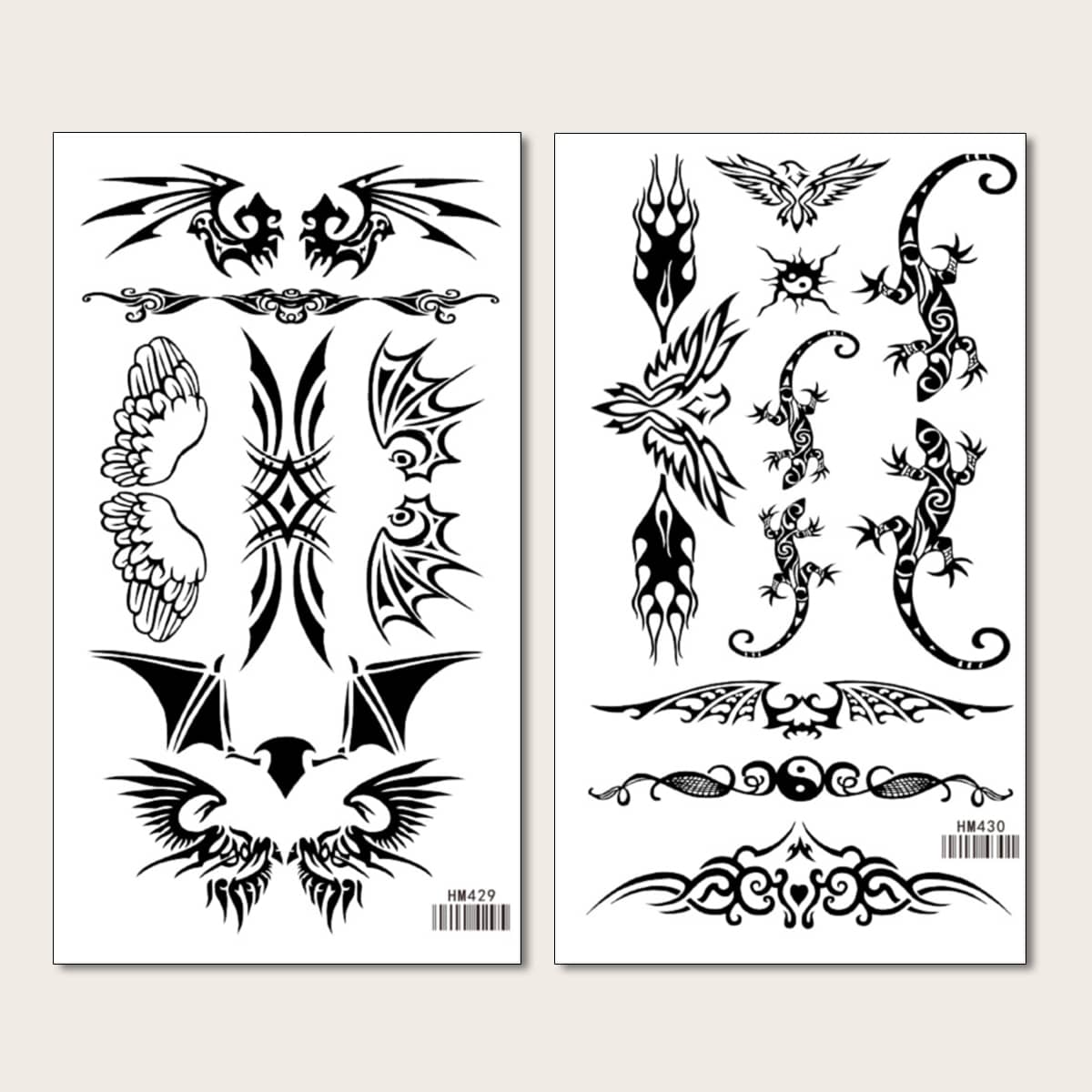 

2sheets Mixed Pattern Tattoo Sticker, Black