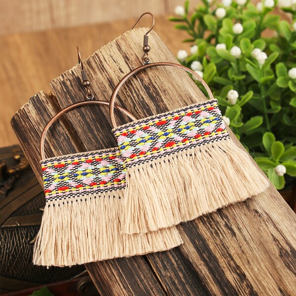 

Серьги-подвески с бахромой, Хаки