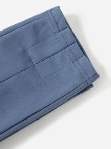 SHEIN LUNE Single Button Split Hem Skinny Pants - Dusty Blue - View 4