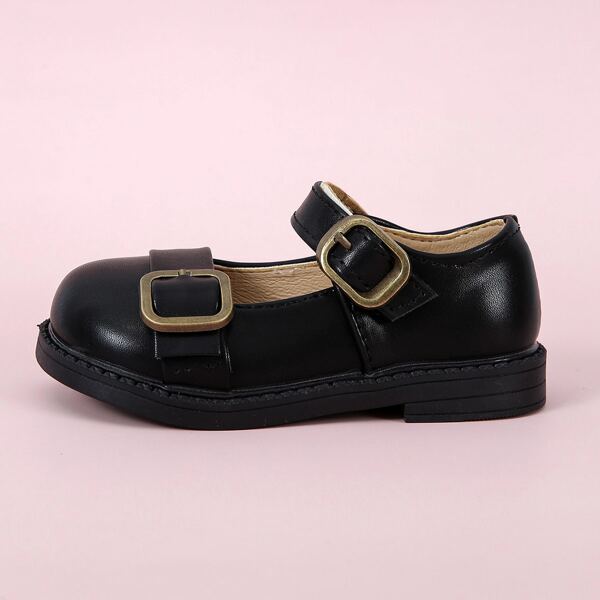

Toddler Girls Minimalist Buckle Decor Mary Janes, Black