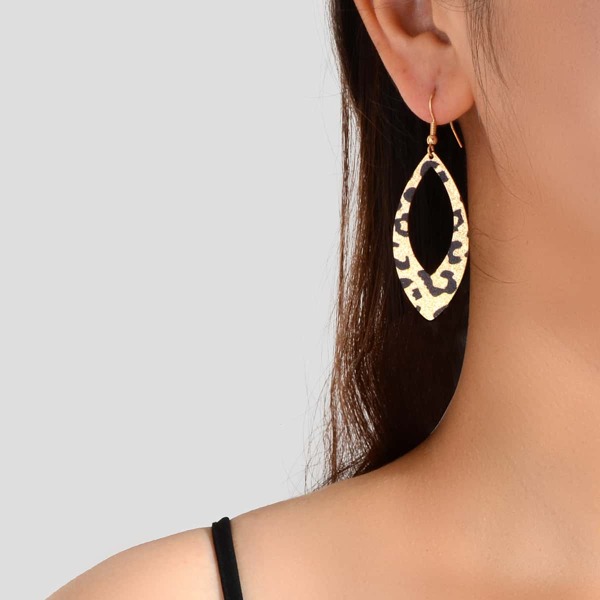 

Leopard Print Geometric Drop Earrings, Multicolor