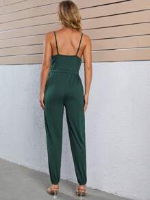 SHEIN 孕婦裝結飾吊帶連身長褲 - 墨綠色 - 查看 2