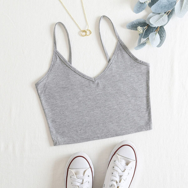 

Solid Crop Cami Top, Grey