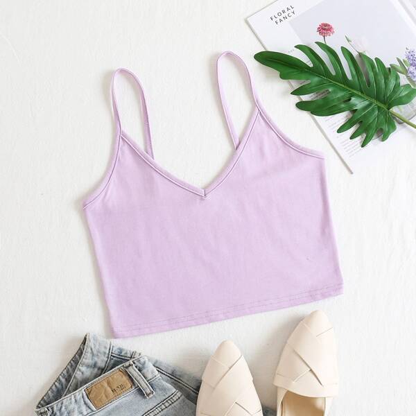 

Solid Crop Cami Top, Lilac purple