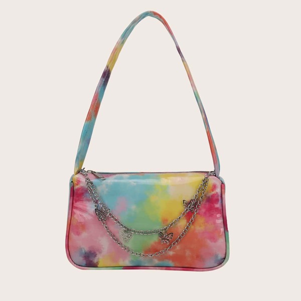

Tie Dye Pattern Chain Decor Shoulder Bag, Multicolor