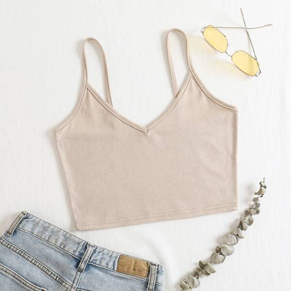 

Solid Crop Cami Top, Apricot
