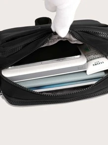 Bolso De Hombro Mensajero De Color Sólido De Moda Para Mujeres, Mini Bolso Cuadrado Con Múltiples Compartimentos Y Riñonera, Versátil Bolsa De Bandolera Retro Para Teléfono Celular Y Monedero, A Prueba De Agua, Satchel Para Exteriores