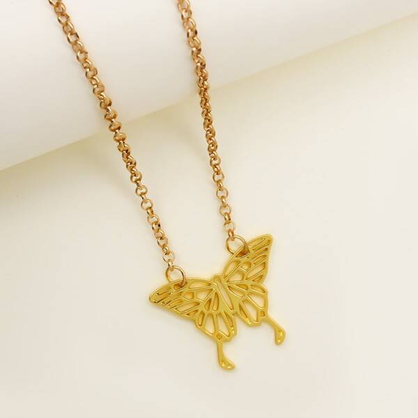 

Butterfly Pendant Necklace, Gold