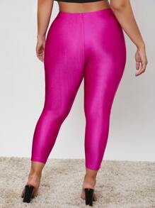 SHEIN Essnce Plus High Waist Leggings - Hot Pink - View 2
