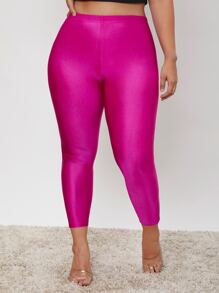 SHEIN Essnce Plus High Waist Leggings - Hot Pink - View 4