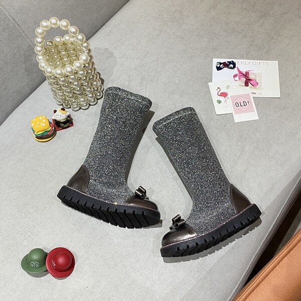 

Girls Allover Glitter Decor Boots, Silver