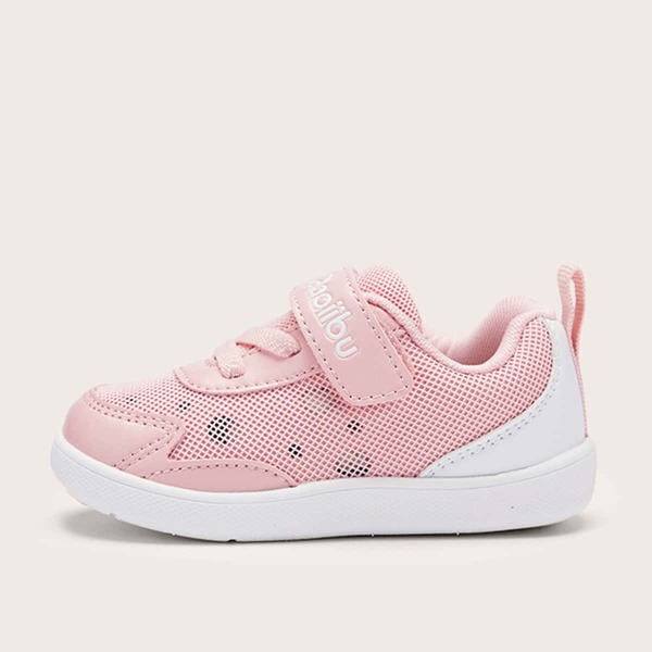 

Toddler Girls Letter Graphic Velcro Strap Mesh Sneakers, Pink