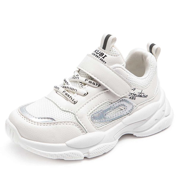 

Girls Letter Graphic Velcro Strap Chunky Sneakers, White