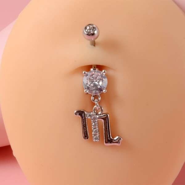 

Zircon Scorpio Decor Navel Belly Ring, Silver