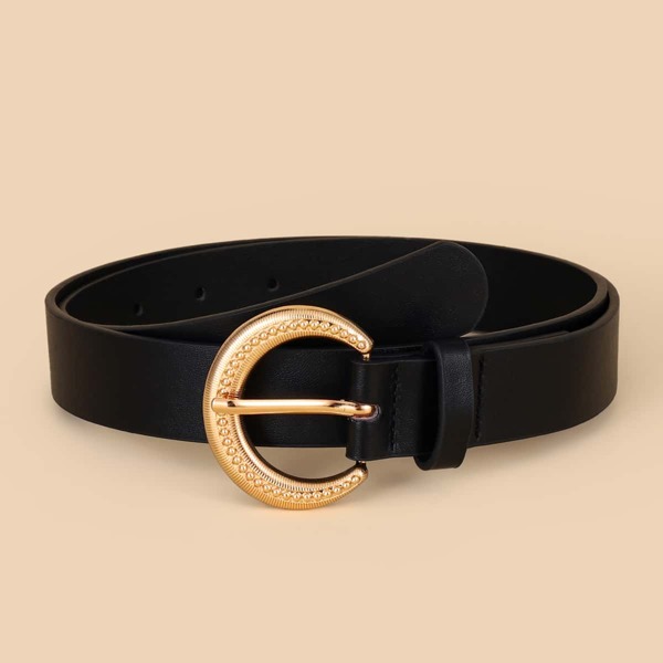 

PU Buckle Belt With Hole Punch, Black