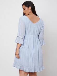 SHEIN Plus Crisscross Zip Back Ruffle Hem Dress