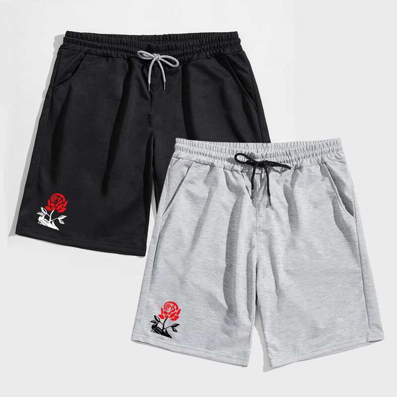 

2 Pack Guys Rose Print Shorts, Multicolor