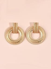 Pendientes metálicos con textura - Amarillo Oro - Ver 2