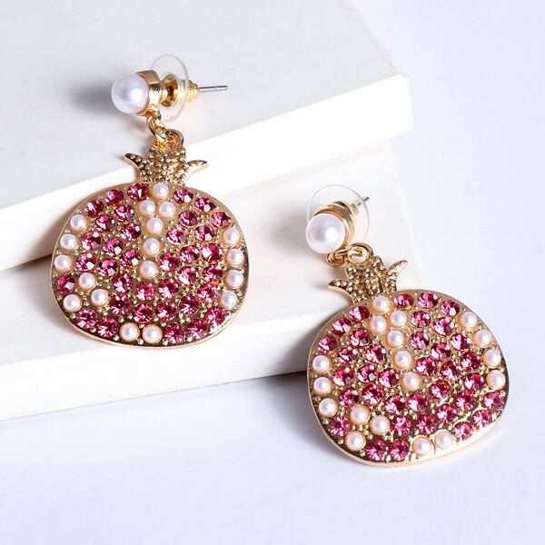 

Faux Pearl & Rhinestone Decor Fruit Drop Earrings, Multicolor