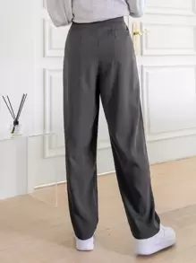 DAZY Plicated Detail Straight Leg Pants