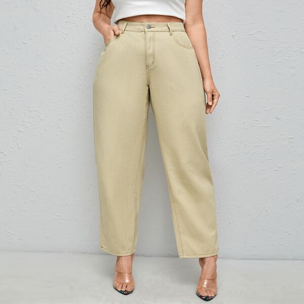 

Plus Slant Pocket Mom Fit Jeans, Khaki