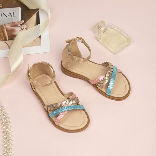 

Toddler Girls Braided Design Strappy Sandals, Gold