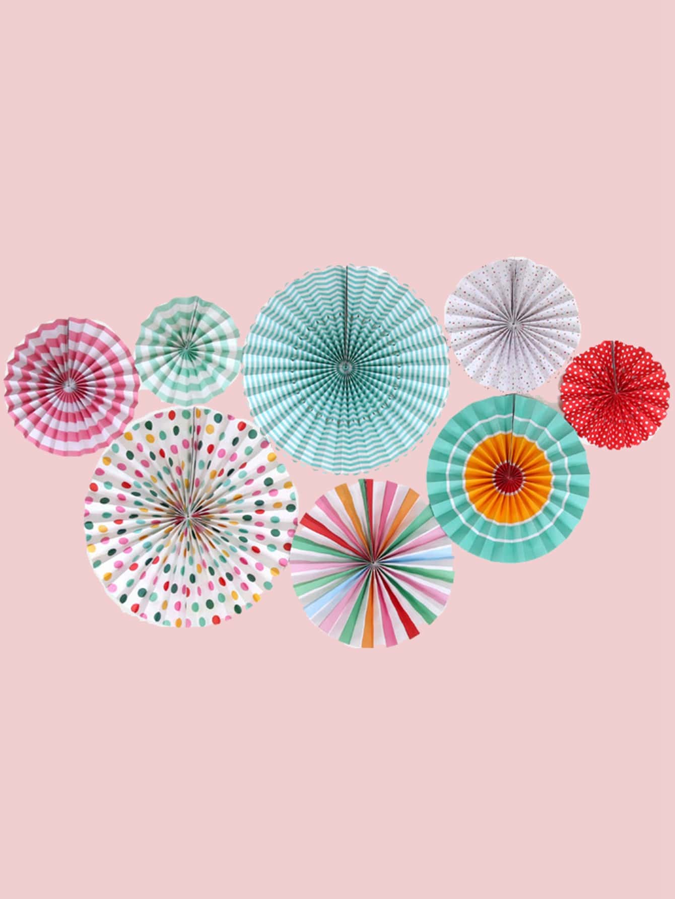 8pcs Paper Fan Decoration - Multicolor - View 1