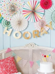 8pcs Paper Fan Decoration - Multicolor - View 2