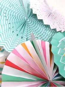 8pcs Paper Fan Decoration - Multicolor - View 3