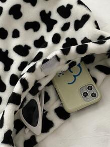 Cow Print Shoulder Bag - Black and White - View 4