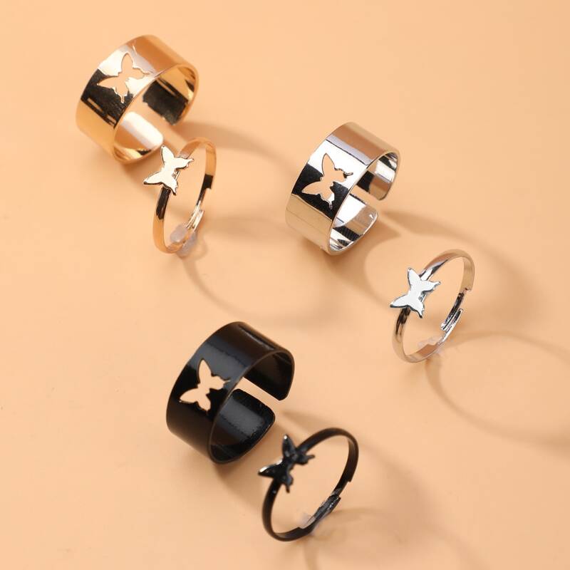 

6pcs Butterfly Decor Ring, Multicolor