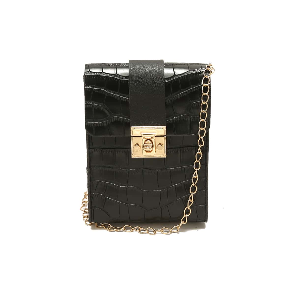 

Croc Embossed Crossbody Bag, Black
