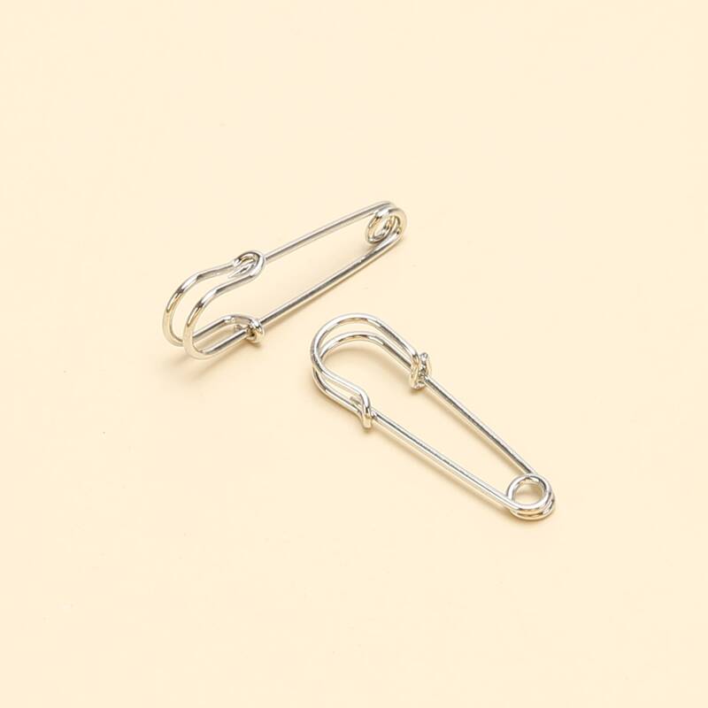 

Safety Pin Design Earrings, Silver
