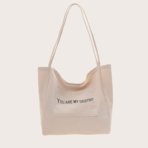 

Letter Graphic Large Capacity Tote Bag, White