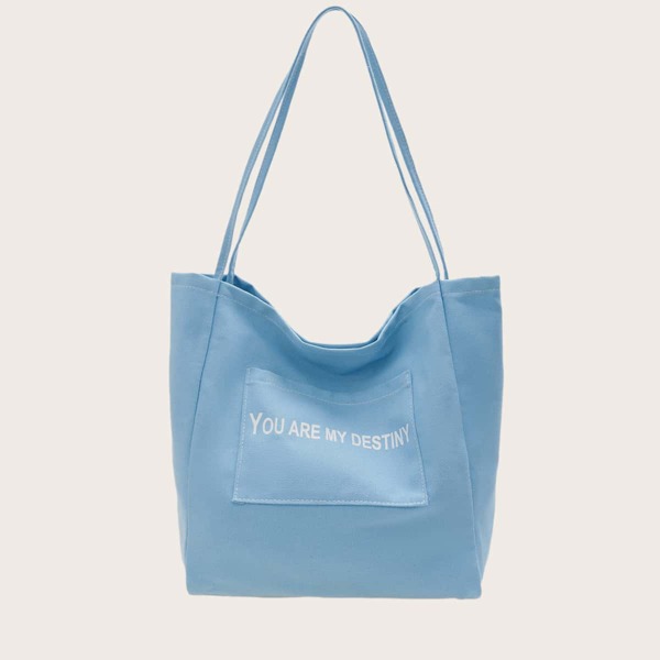 

Letter Graphic Large Capacity Tote Bag, Blue