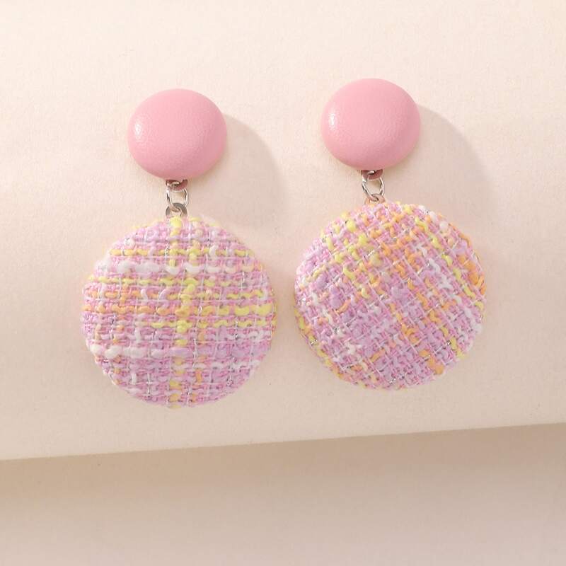 

Geo Braided Drop Earrings, Pink