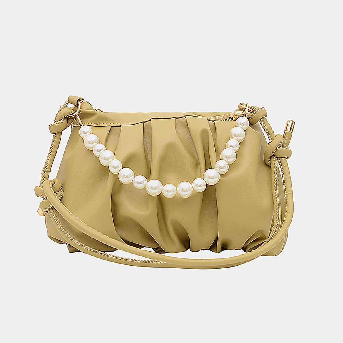 

Ruched Satchel Bag, Yellow