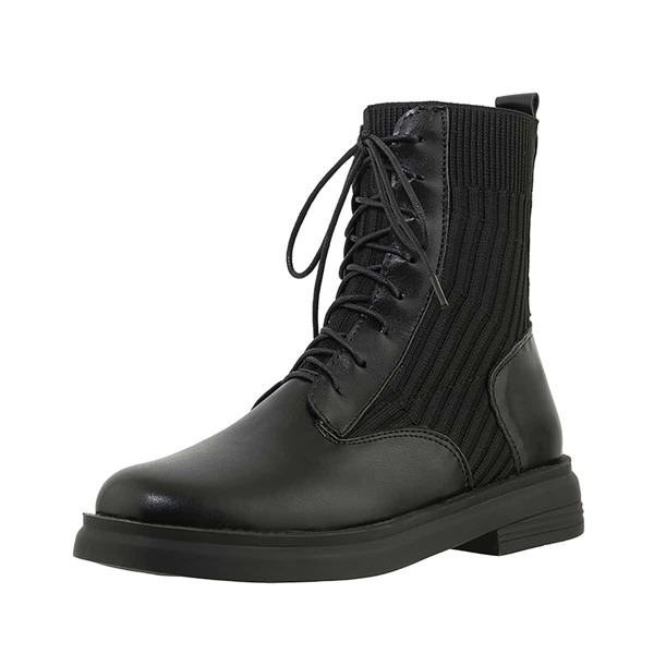 

Minimalist Lace-up Front Boots, Black
