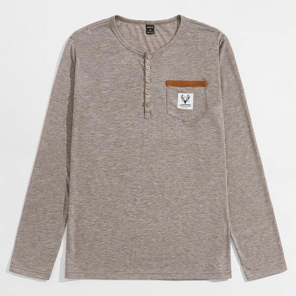 

Men Patch Detail Pocket Front Tee, Khaki