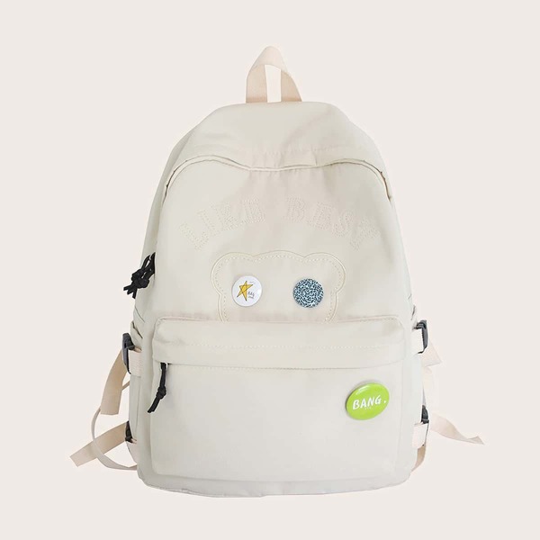 

Badge & Knot Decor Backpack, Beige