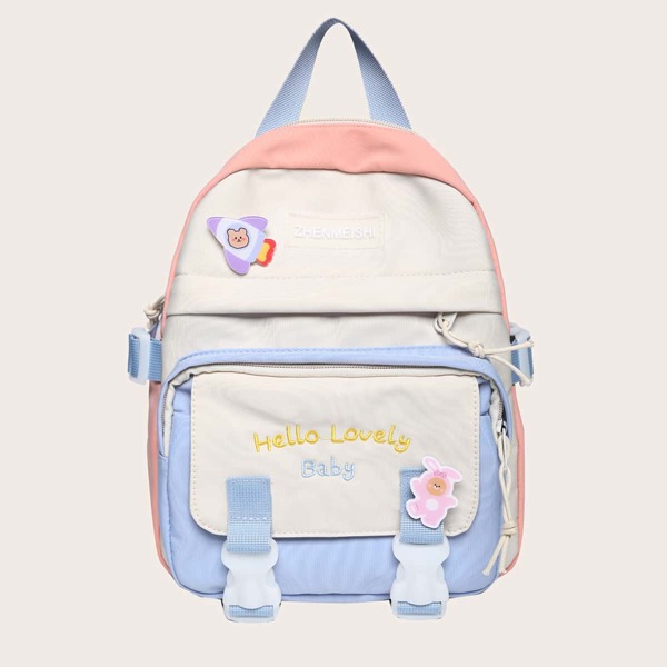 

Buckle Decor Cartoon Graphic Backpack, Pink