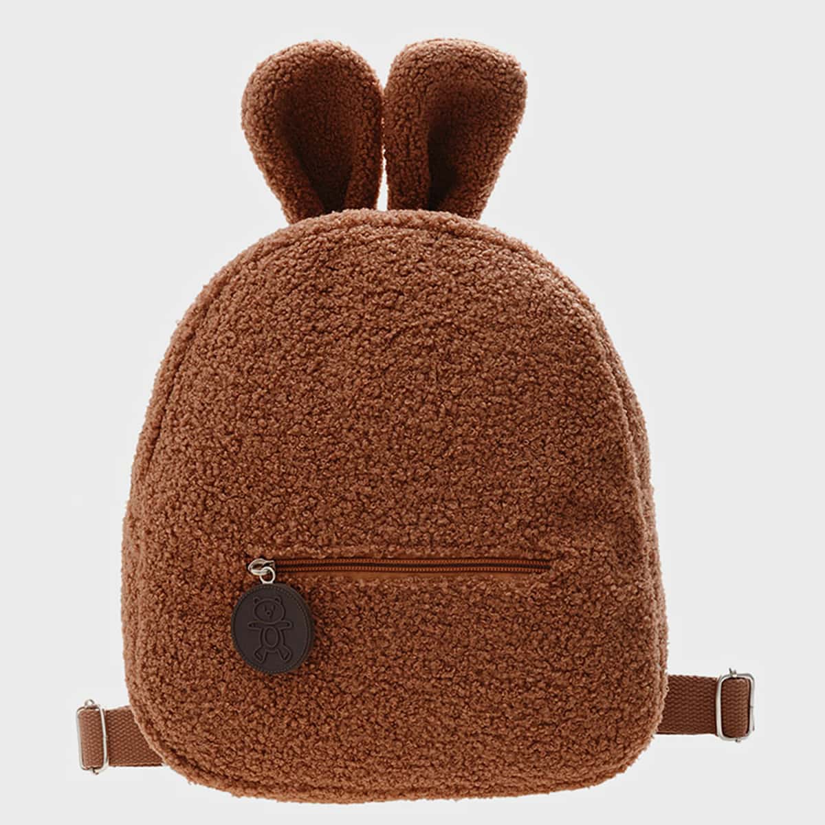 

Cartoon Ear Decor Fluffy Backpack, Brown