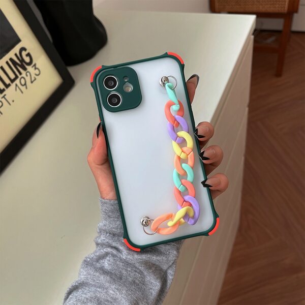 

Colorful Chain Hand Strap Phone Case, Green