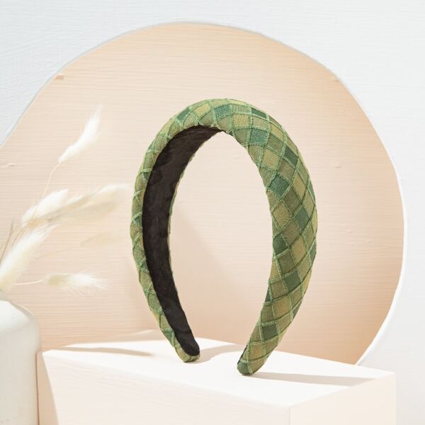 

Plaid Hair Hoop, Army green