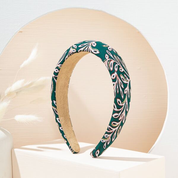 

Leaf Print Wide Headband, Multicolor