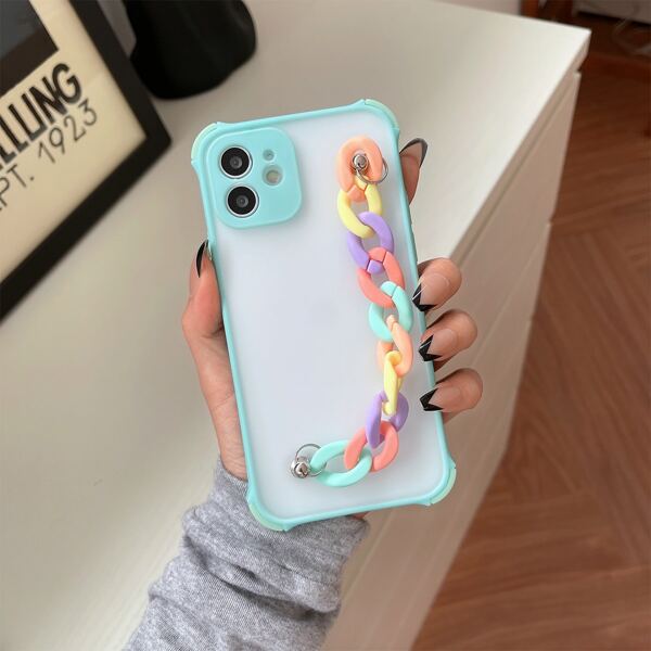 

Colorful Chain Hand Strap Phone Case, Blue
