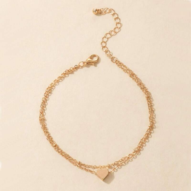 

Heart Decor Chain Anklet, Gold
