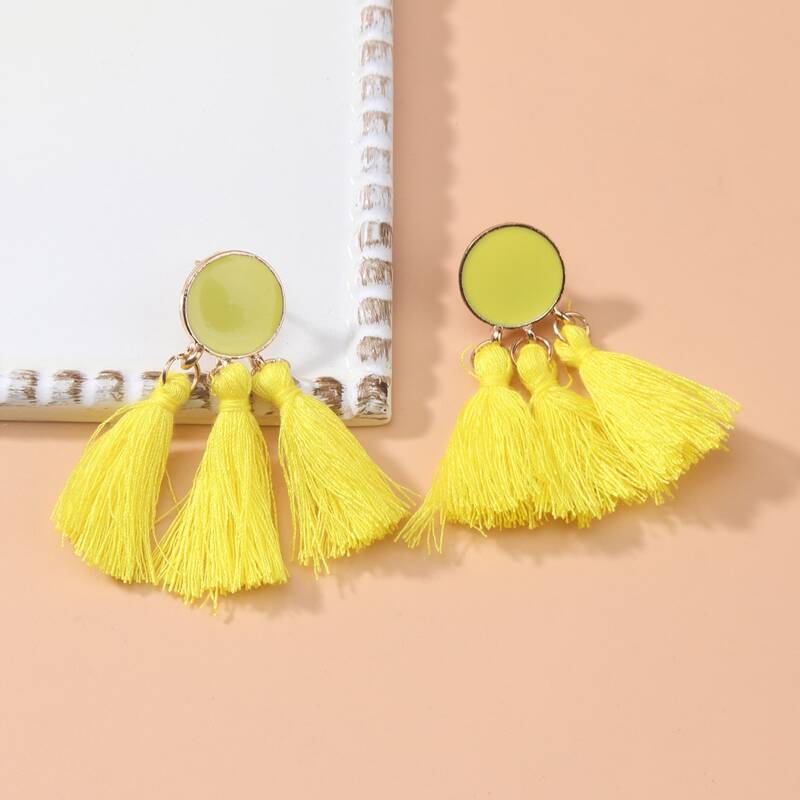 

Tassel Charm Earrings, Yellow
